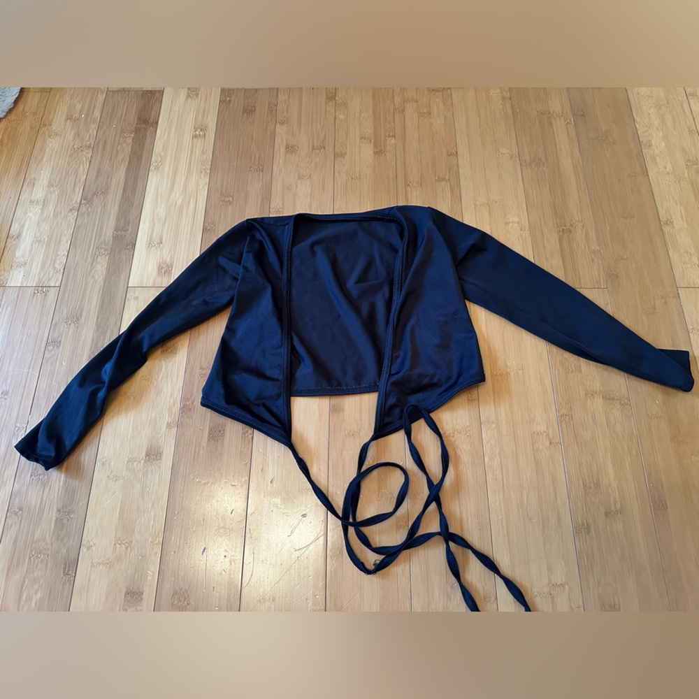 Motion Wear black ballet wrap top.